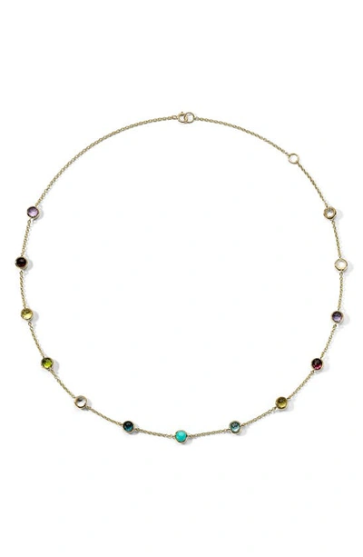Shop Ippolita Multicolored Gemstone Station Necklace In Green Gold