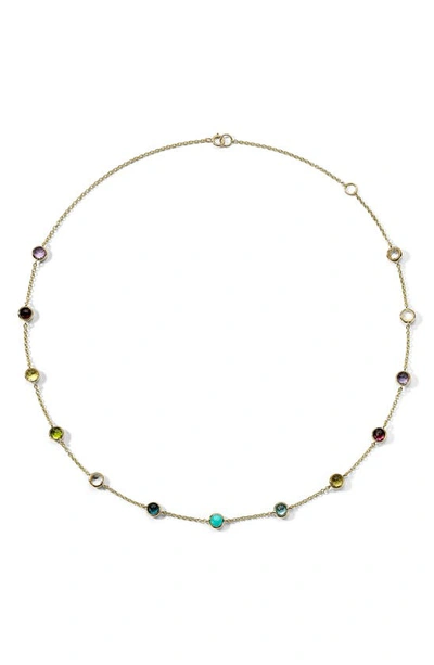 Ippolita 18k Gold Lollipop Stone Station Necklace In Rainbow In Green Gold