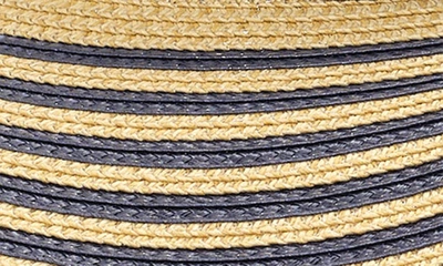 Shop Lauren Ralph Lauren Stripe Wide Brim Packable Hat In Natural/ Navy