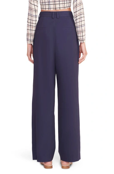 Shop Staud Luisa Cotton Blend Dobby Trousers In Navy