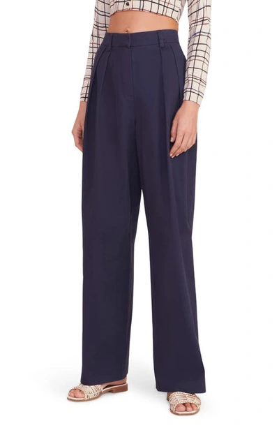 Shop Staud Luisa Cotton Blend Dobby Trousers In Navy