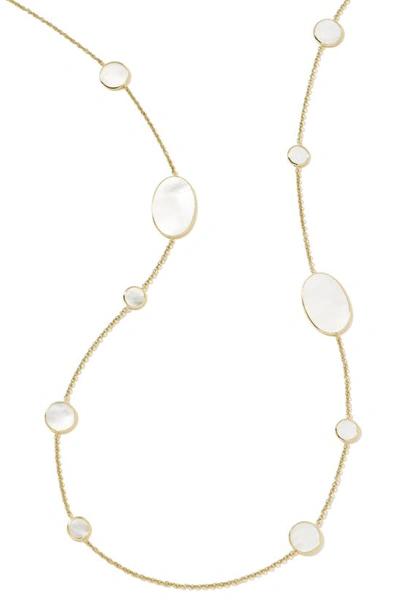 Ippolita 18k Yellow Gold Polished Rock Candy Circle Oval Station Necklace In Mother-of-pearl, 37 In Green Gold