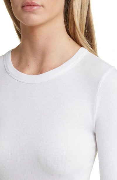 Ribbed Long Sleeve Tee In White