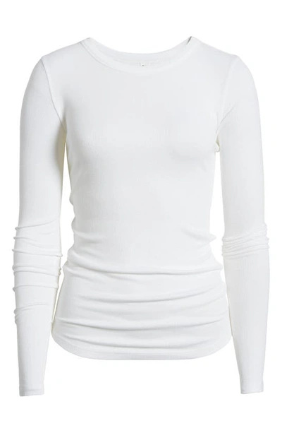 Ribbed Long Sleeve Tee In White