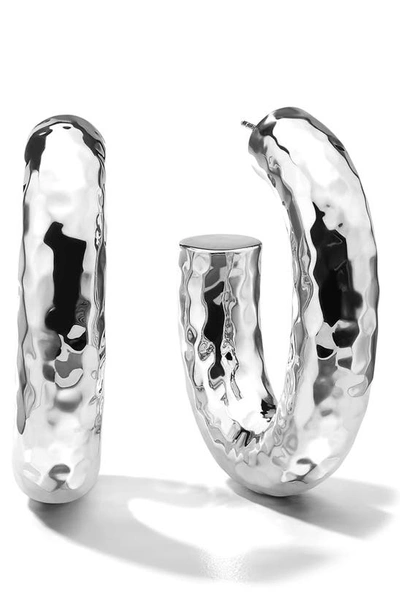 Ippolita Sterling Silver Classico Thick Hammered Oval Hoop Earrings In Silver