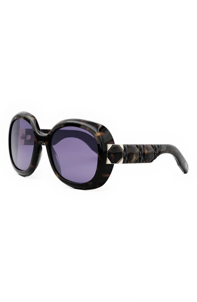 Shop Dior Lady 95.22 R2i 58mm Round Sunglasses In Dark Havana / Violet
