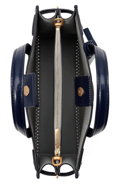 Tory Burch Small Robinson Perforated Leather Satchel In Royal Navy