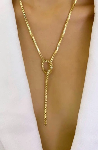 Shop Jennifer Zeuner Rima Box Chain Lariat Necklace In Gold Vermeil