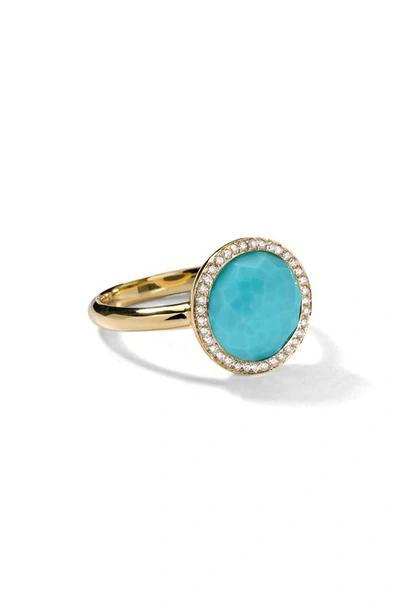 Shop Ippolita Mini Turquoise Diamond Ring In Green Gold