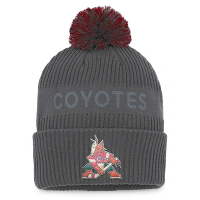 Shop Fanatics Branded Charcoal Arizona Coyotes Authentic Pro Home Ice Cuffed Knit Hat With Pom
