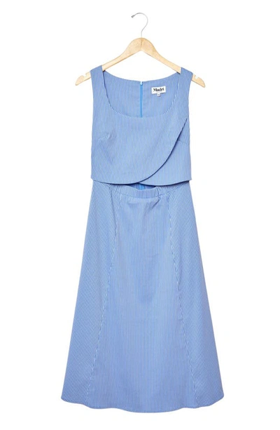 Shop Madri Collection Crossover Nursing Dress In Blue