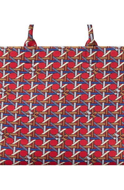 Shop Tory Burch Ella Circular Knit Tote In Basketweave Red