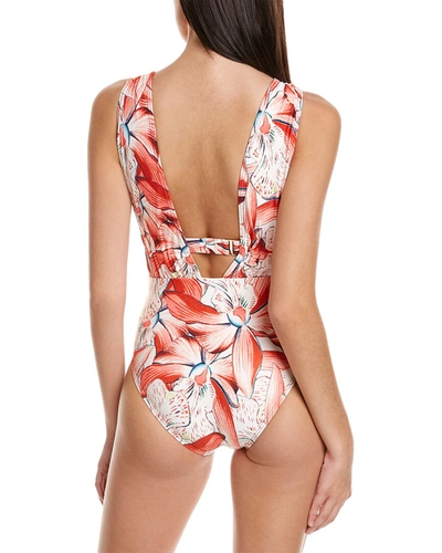 Shop Carmen Marc Valvo Plunging One-piece In Red