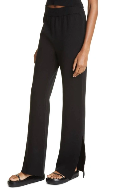 Shop Monrow Supersoft Sweater Knit Flare Pants In Black
