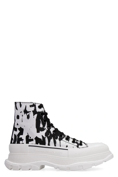 Shop Alexander Mcqueen Tread Slick Lace-up Ankle Boots In Black