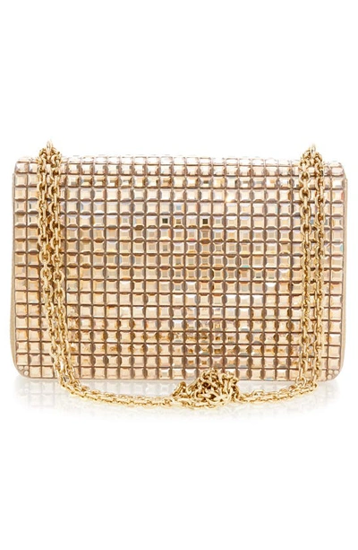 Shop Judith Leiber Cricket Squares Crystal Embellished Clutch In Champagne Prosecco
