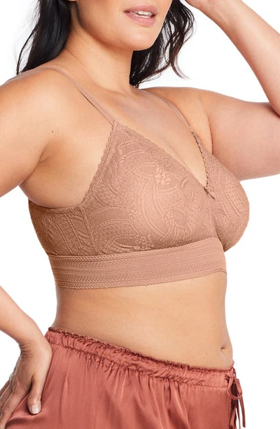 Glamorise Bramour Gramercy Luxe Lace Bralette In Cappuccino