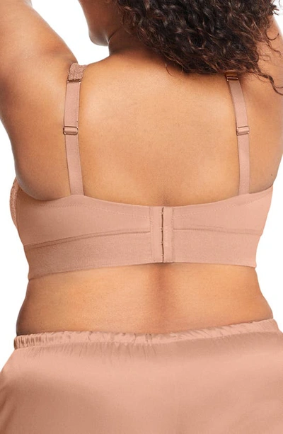 Glamorise Plus Size Full Figure Bramour Lexington Lace Plunge Wireless Bralette In Cappuccino