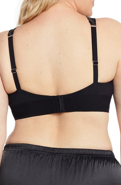 Glamorise Plus Size Full Figure Bramour Lexington Lace Plunge Wireless Bralette In Black