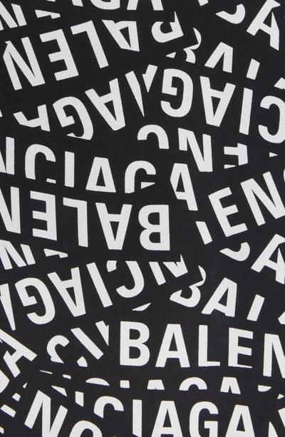 Shop Balenciaga Logo Print Long Sleeve Button-up Shirt In Black/ Grey