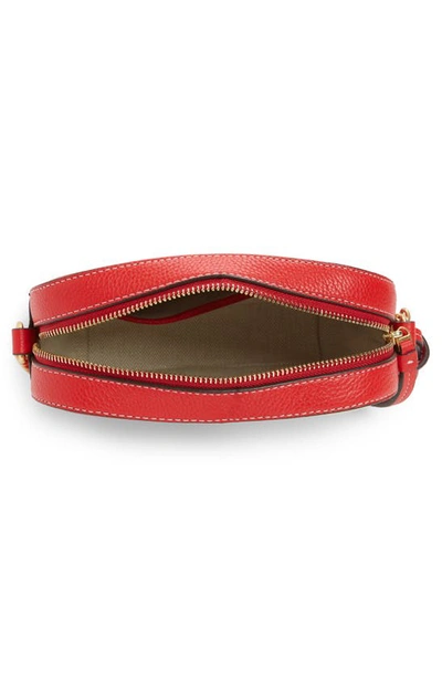 Shop Tory Burch Mcgraw Colorblock Leather Camera Bag In Brilliant Red/ New Cream
