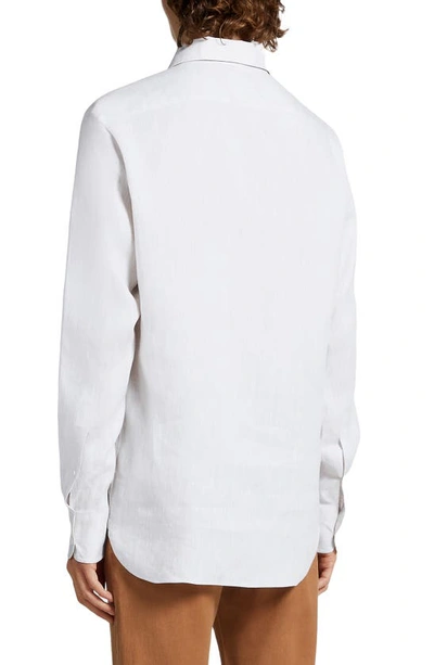 Shop Zegna Luxury Linen Button-up Shirt In White