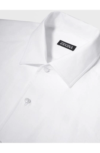 Shop Zegna Luxury Linen Button-up Shirt In White