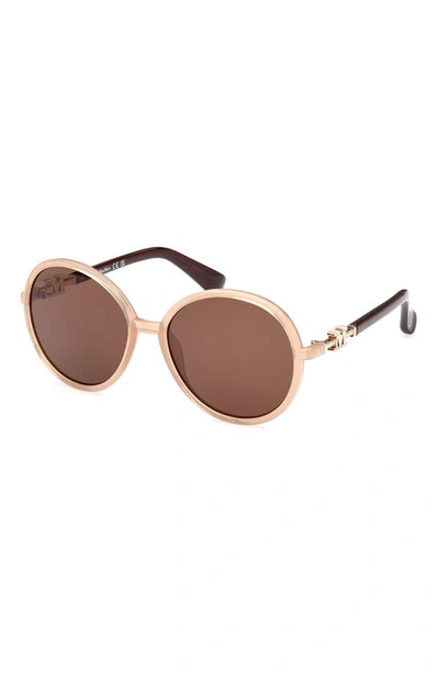 Shop Max Mara 58mm Gradient Round Sunglasses In Beige/ Other / Gradient Brown