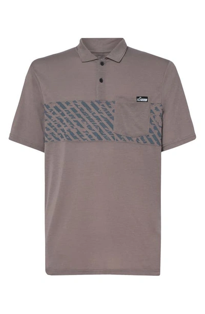Shop Oakley Chest Stripe Performance Golf Polo In Storm Front