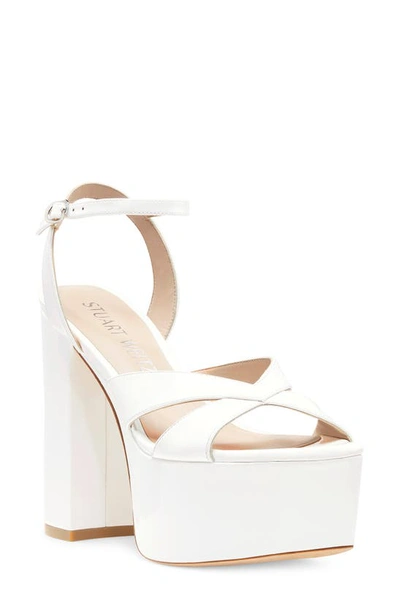 Shop Stuart Weitzman Miami Square High 140 Platform Sandal In White