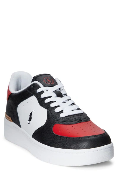 Shop Lauren Ralph Lauren Masters Court Sneaker In Black/ White/ Red