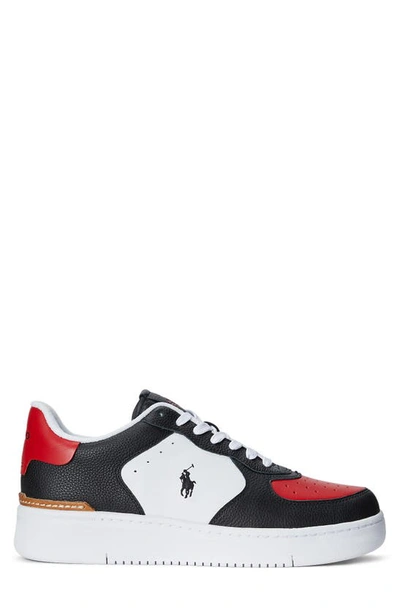 Shop Lauren Ralph Lauren Masters Court Sneaker In Black/ White/ Red