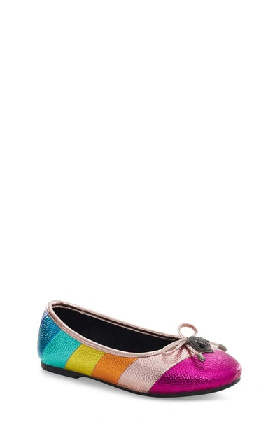 Shop Kurt Geiger Kids' Mini Eagle Ballerina Flat In Pink Multi