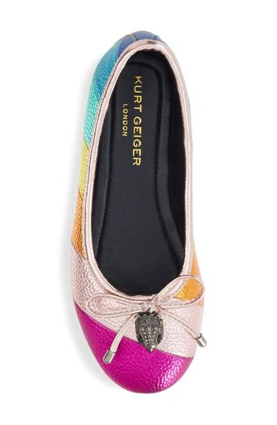 Shop Kurt Geiger Kids' Mini Eagle Ballerina Flat In Pink Multi