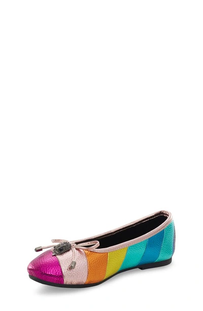 Shop Kurt Geiger Kids' Mini Eagle Ballerina Flat In Pink Multi