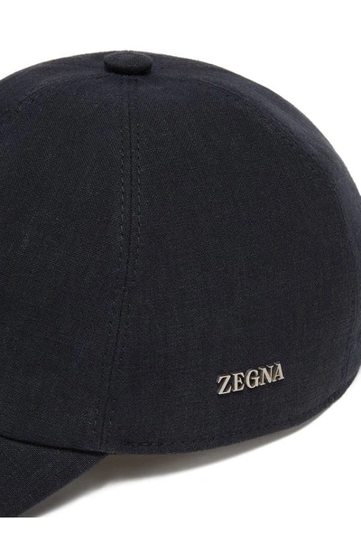Shop Zegna Linen Baseball Cap In Navy