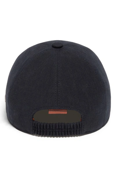 Shop Zegna Linen Baseball Cap In Navy