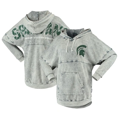 Shop Spirit Jersey Charcoal Michigan State Spartans Mineral Wash Hoodie Long Sleeve T-shirt