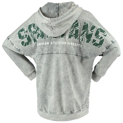 Shop Spirit Jersey Charcoal Michigan State Spartans Mineral Wash Hoodie Long Sleeve T-shirt