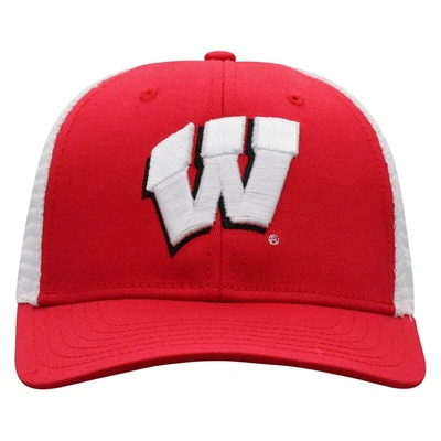 Shop Top Of The World Red/white Wisconsin Badgers Trucker Snapback Hat