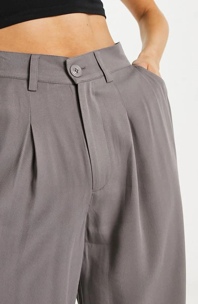 Shop Asos Design Wide Leg Dad Trousers In Grey