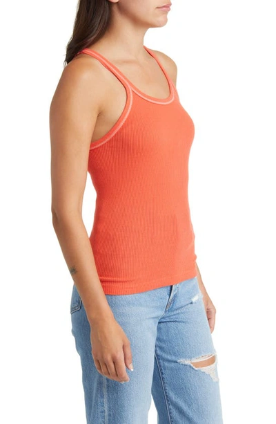 Shop Re/done Rib Cotton Tank In Scarlett With Vintage Ivory