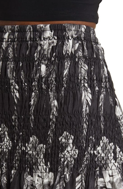Shop Allsaints Riah Mia Smock Ruffle Linen Skirt In Black