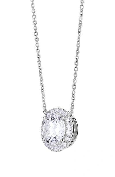 Shop Lightbox 2-carat Lab Grown Diamond Halo Pendant Necklace In White/ 14k White Gold
