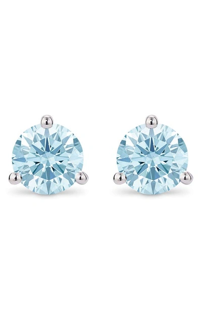 Shop Lightbox 2-carat Lab Grown Diamond Solitaire Stud Earrings In Blue/ 14k White Gold