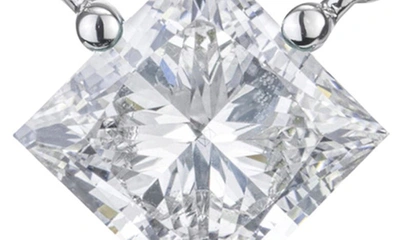 Shop Lightbox 1-carat Princess Cut Lab-grown Diamond Pendant Necklace In White/ 14k White Gold