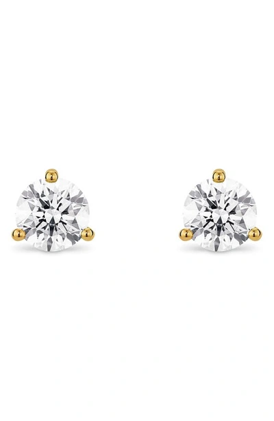 Shop Lightbox 1-carat Round Lab Grown Diamond Stud Earrings In White/ 14k Yellow Gold