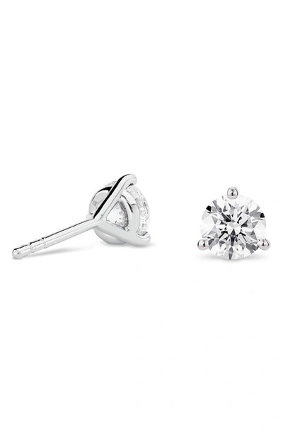Lightbox 1 Carat Round Lab Created Diamond Solitaire Stud Earrings In White/ 14k White Gold