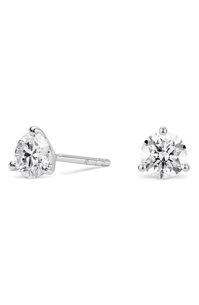 Lightbox 1 Carat Round Lab Created Diamond Solitaire Stud Earrings In White/ 14k White Gold