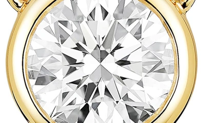 Shop Lightbox 1-carat Bezel Lab-grown Diamond Pendant Necklace In White/ 14k Yellow Gold